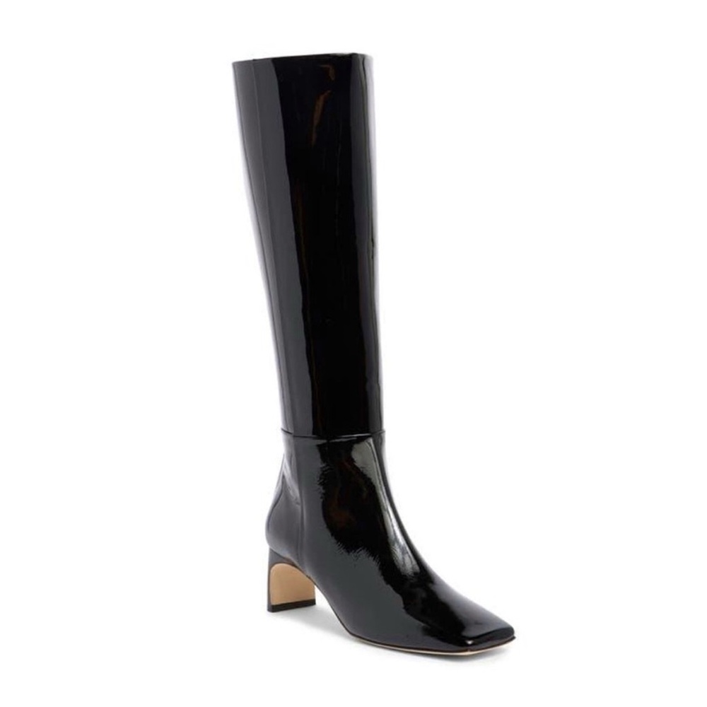 Aeyde 37 Tove Black Patent Leather Boots Square Toe